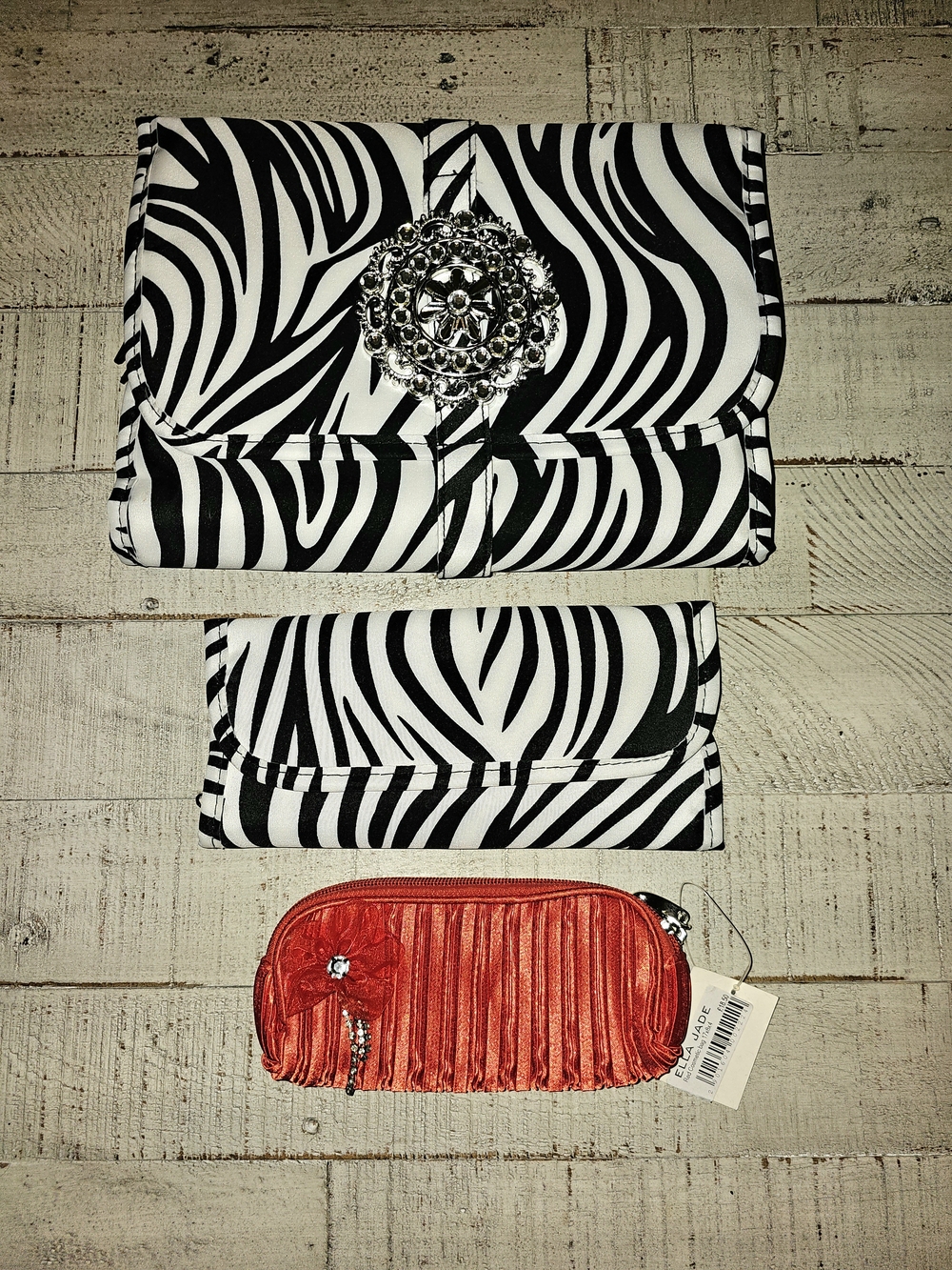 Prezerve Zebra Print Jewelry Organizer Set with Bonus Ella Jade Pouch